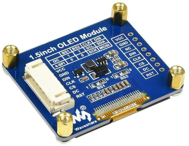 Alt view image 2 of 3 - AJMRTC 1.5 Inch Grayscale Display Module, 128×128 Pixels 16 Grayscale Levels, Embedded Controller, SPI & I2C Dual Interfaces, Small Screen Panel for Embedded DIY Electronic Projects