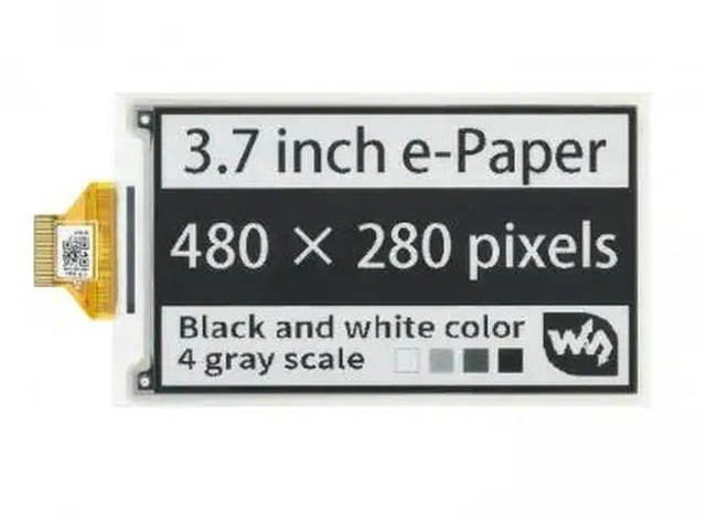 Alt view image 3 of 3 - AJMRTC 3.7inch e-Paper e-Ink Raw Display Panel, 480×280 Resolution, Black White 4 Grey Scales, SPI Interface, Raw Screen Without PCB Controller Board for Raspberry Pi Arduino Embedded DIY Projects