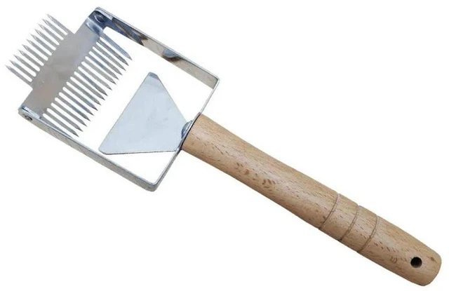 Main image of AJMRTC Beekeeping Tool, Wooden Handle Double Head Honey Cutting Fork, Stainless Steel Needle Spleen Scraper for Honey Uncapping, Beekeeping Equipment for Beekeepers Honey Harvesting and Beehive