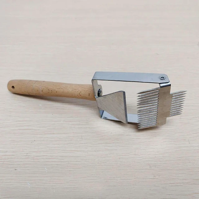 Alt view image 3 of 3 - AJMRTC Beekeeping Tool, Wooden Handle Double Head Honey Cutting Fork, Stainless Steel Needle Spleen Scraper for Honey Uncapping, Beekeeping Equipment for Beekeepers Honey Harvesting and Beehive