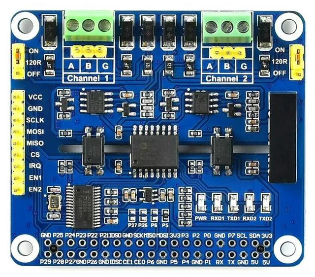 Alt view image 2 of 3 - AJMRTC 2-Channel Isolated RS485 Expansion HAT for Raspberry Pi, SC16IS752+SP3485 Solution, SPI Controlled Dual RS485 Board, Magnetic & Power Isolation, Industrial Serial Communication Module for Data