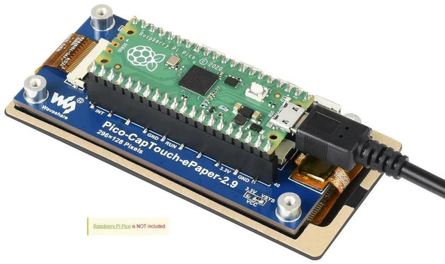 Alt view image 3 of 3 - AJMRTC 2.9inch Capacitive Touch e-Paper E-Ink Display Module for Raspberry Pi Pico, 296×128 Pixels Black White 4 Grey Scale, SPI Interface, Partial Refresh, Ultra Low Power for Shelf Label Price Tag I