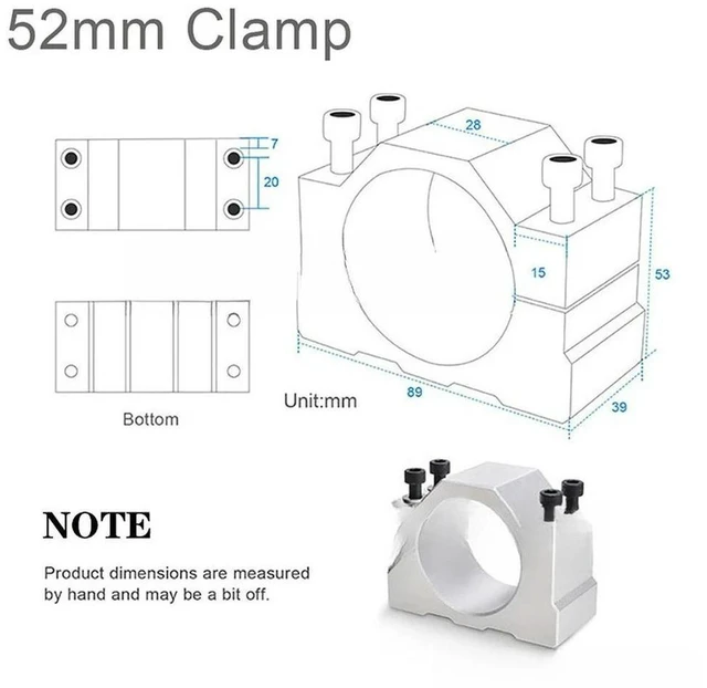 Alt view image 2 of 3 - AJMRTC Engraving Machine Accessory Aluminum Alloy Spindle Motor Seat Fixture, 52mm-55mm Adjustable Spindle Fixing Bracket, Heavy Duty Spindle Clamp Holder for CNC Engraver Router Machine