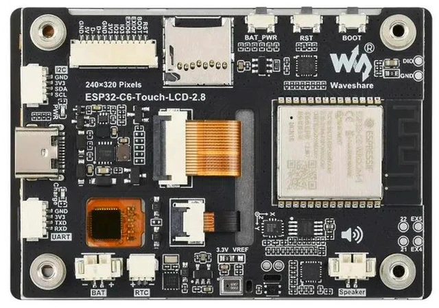 Alt view image 3 of 3 - AJMRTC ESP32-C6 2.8 Inch IPS Capacitive Touch Display Development Board, 240×320 Resolution, 262K Colors, Integrated Wi-Fi 6, BLE, All-in-one GUI Controller for Embedded IoT and HMI Maker Projects
