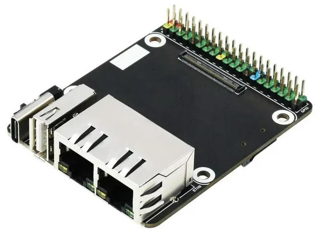 Main image of AJMRTC CM4-DUAL-ETH-MINI Base Board for Raspberry Pi Compute Module 4, Mini Dual Gigabit Ethernet Carrier Board, Dual RJ45 Gigabit LAN Ports, Compact CM4 Carrier for Network Router, Firewall, IoT Gate