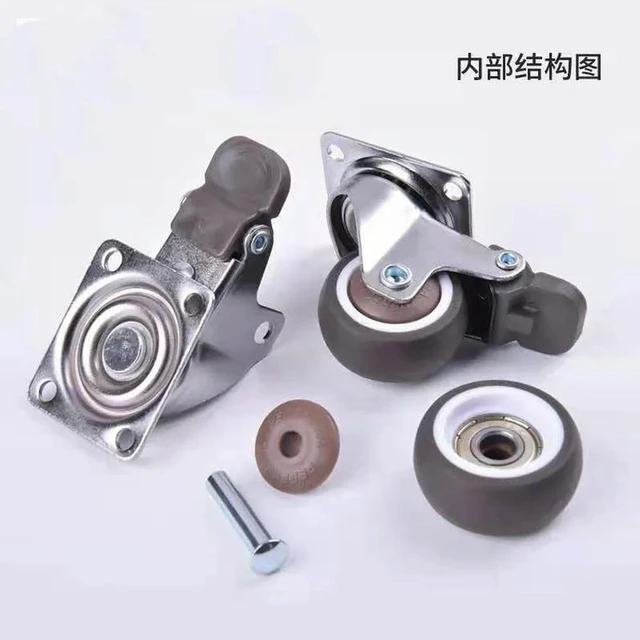 Alt view image 2 of 3 - AJMRTC Flat Universal Caster Wheel with Brake, Rubber Mute Swivel Casters with Bearings, Heavy Duty Furniture Pulley Rollers for Bedside Table, Desk, Cabinet, Mobile Stand Replacement Wheels