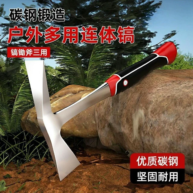 Alt view image 3 of 3 - AJMRTC Multifunctional Cross Pickaxe, Integrated Outdoor Mountaineering Pickaxe, Heavy Duty All-in-One Hand Tool for Camping, Gardening, Hiking, Household Excavation & Rocky Soil Breaking Work