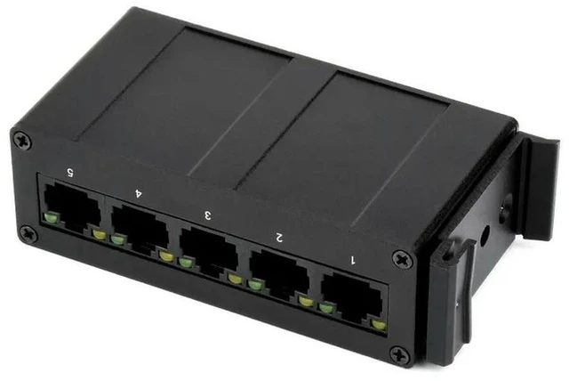 Alt view image 3 of 3 - AJMRTC Industrial 5-Port Gigabit Ethernet Switch, 10/100/1000Mbps Full Duplex Network Switch, DIN Rail Mountable Unmanaged Ethernet Switch for Industrial Automation, IP Camera & Network Wiring Project