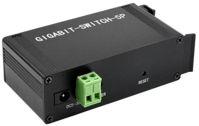 Alt view image 2 of 3 - AJMRTC Industrial 5-Port Gigabit Ethernet Switch, 10/100/1000Mbps Full Duplex Network Switch, DIN Rail Mountable Unmanaged Ethernet Switch for Industrial Automation, IP Camera & Network Wiring Project