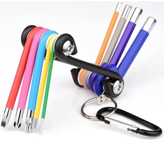 Alt view image 2 of 3 - AJMRTC 9-in-1 Color Hexagon Wrench Set, Multifunctional Folding Hex Key Screwdriver, Portable Colored Folding Hex Wrench Kit, 2 Pack Hexagonal Spanner Hand Tool for Furniture Assembly & Equipment Repa