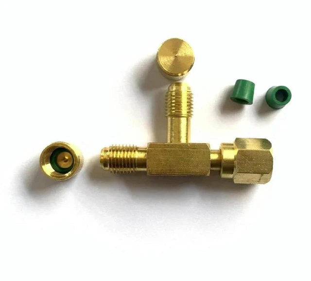 Alt view image 2 of 3 - AJMRTC Air Conditioning Refrigeration 3-Way Valve, Liquid Filling & Leak Detection Copper Tee Valve with Sealing, Refrigerant Charging Copper Tee Fitting for HVAC Refrigeration Equipment Maintenance