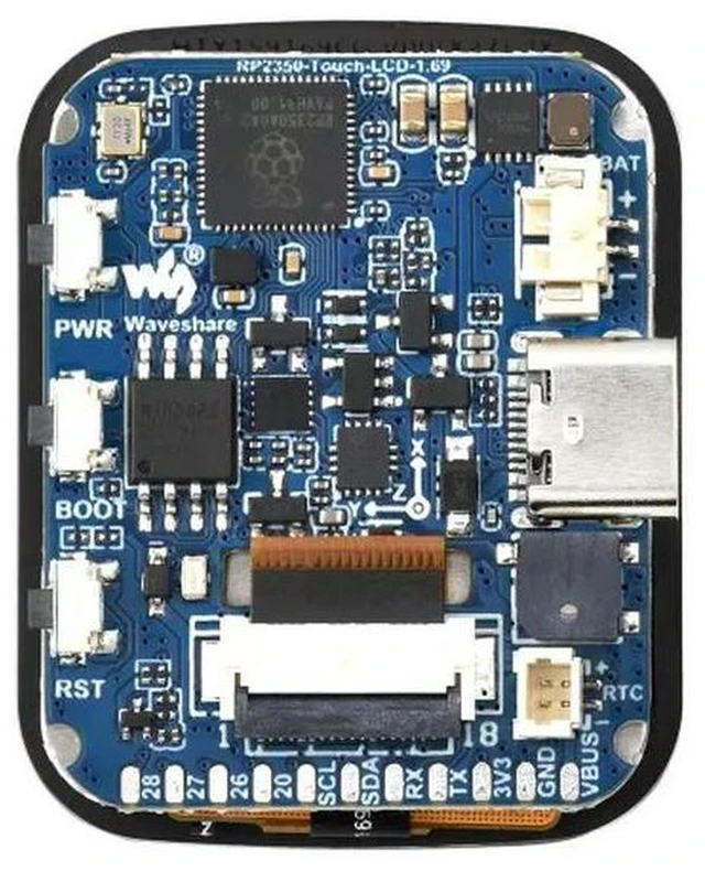 Alt view image 3 of 3 - AJMRTC RP2350-Touch-LCD-1.69 Development Board, RP2350 Microcontroller Board with 1.69 Inch Touch LCD, Rounded Corners, Dual-core Dual-architecture for Embedded & IoT DIY Projects