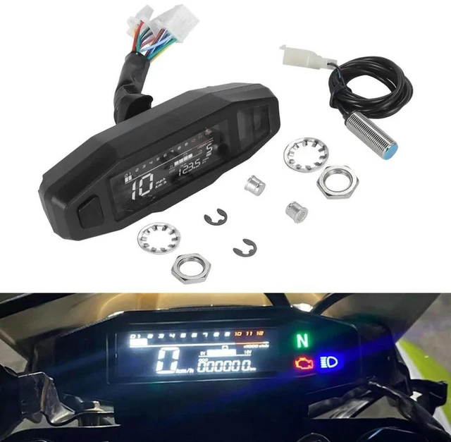 Alt view image 3 of 3 - AJMRTC Universal Motorcycle Modified LCD Multi-function Gauge, Electronic Speedometer, Tachometer & Fuel Meter, Liquid Crystal Dashboard for Motorcycle Instrument Retrofit & Custom Modification