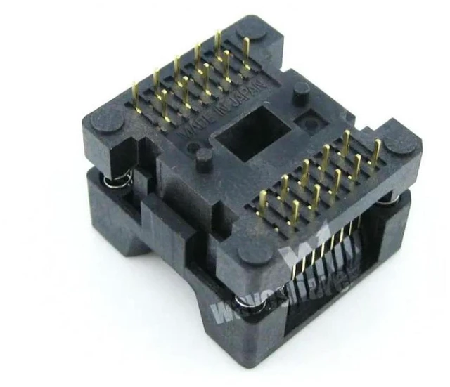 Main image of AJMRTC OTS-20-1.27-01 IC Test & Burn-in Socket, 1.27mm Pitch Open Top Socket for SOP20 SOIC20 SO20 (5.4mm Body), Gold Plated Contact, Semiconductor IC Programming Aging Socket, In Stock