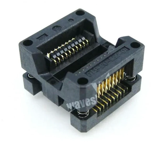 Alt view image 3 of 3 - AJMRTC OTS-20-1.27-01 IC Test & Burn-in Socket, 1.27mm Pitch Open Top Socket for SOP20 SOIC20 SO20 (5.4mm Body), Gold Plated Contact, Semiconductor IC Programming Aging Socket, In Stock