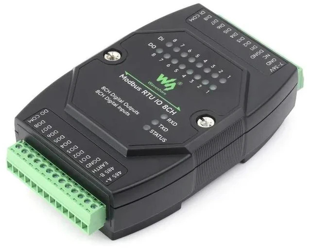 Alt view image 3 of 3 - AJMRTC Modbus RTU IO Module 8CH, Industrial 8-Channel Digital Input & Output Module, DC 7~36V Wide Voltage, RS485 Modbus RTU, Remote IO Collector for PLC, Industrial Automation Control System
