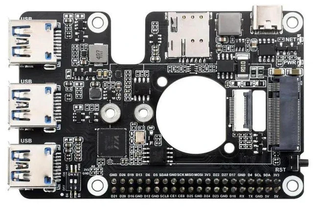 Main image of AJMRTC PCIe to M.2 4G/5G & USB 3.2 HAT for Raspberry Pi 5, High-Speed Expansion Board, M.2 Key B Slot Compatible with SIMCom & Quectel 4G/5G Modules, Nano SIM Slot for IoT Gateway & Edge Computing