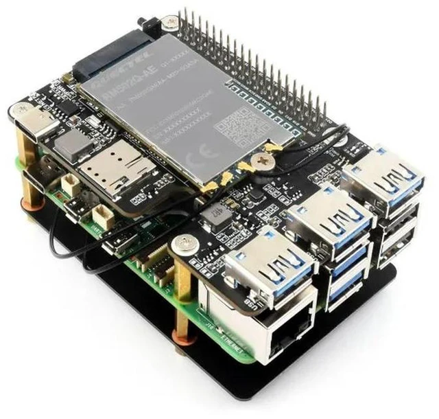 Alt view image 2 of 2 - AJMRTC PCIe to M.2 4G/5G & USB 3.2 HAT for Raspberry Pi 5, High-Speed Expansion Board, M.2 Key B Slot Compatible with SIMCom & Quectel 4G/5G Modules, Nano SIM Slot for IoT Gateway & Edge Computing