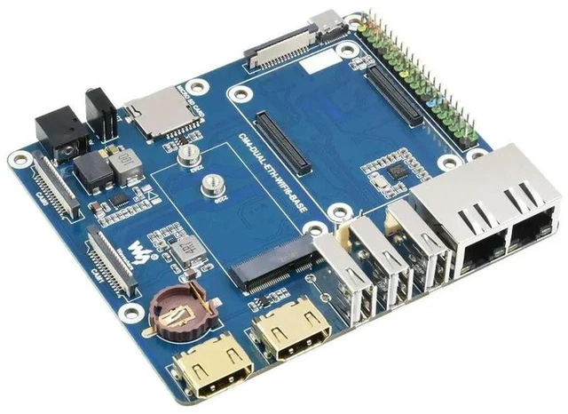 Main image of AJMRTC 6 Dual ETH Base Board for Raspberry Pi Compute Module 4 (CM4 Not Included), Mini Computer Carrier Board, Dual Gigabit Ethernet, Onboard M.2 E-Key Slot for WiFi/SSD, Industrial IoT Gateway & Net