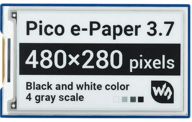 Main image of AJMRTC Pico-ePaper-3.7, 3.7inch E-Paper E-Ink Display Module for Raspberry Pi Pico, 480×280 Black White 4 Grayscale SPI Screen, Ultra Low Power E-Ink Panel for IoT, Electronic Tags & Maker Projects