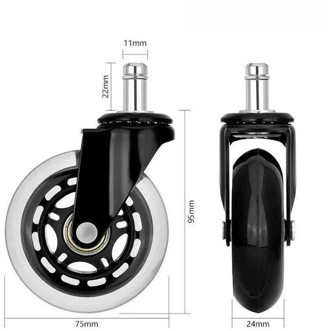 Main image of AJMRTC 3 Inch Office Swivel Chair Caster Wheels, Circuit Spring Plug Rod Design, Bearing Silent Universal Wheels, Smooth Replacement Rollers for Office, Computer & E-Sport Gaming Chairs