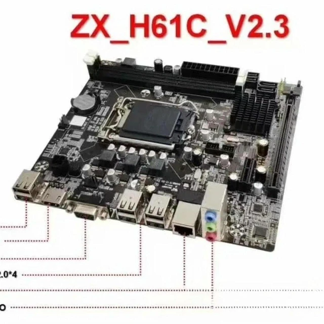 Alt view image 3 of 3 - AJMRTC LGA1155 H61 Desktop Motherboard, Supports DDR3 RAM, Compatible with Dual Core & Quad Core I3 I5 Processors, Computer Mainboard for Home Office PC Assembly & Old PC Upgrade