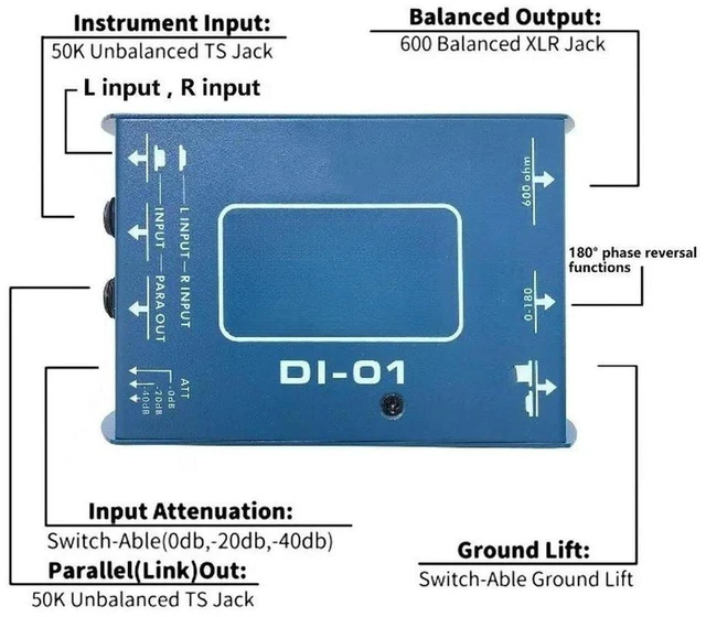 Alt view image 3 of 3 - AJMRTC Passive Audio Isolator DI Box, DI Effects Unit for Electronic Music, Ground Loop Noise Eliminator, Balanced Audio Isolation Transformer for Stage & Studio Live Performance