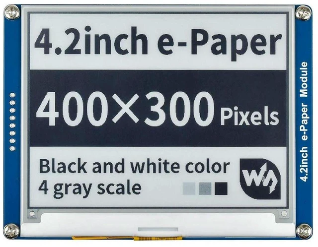 Main image of AJMRTC 4.2inch E-Paper E-Ink EPD Display Module, 400×300 Resolution SPI Interface, Ultra Low Power E-Ink Screen for Electronic Shelf Labels, IoT Terminals & Maker DIY Projects