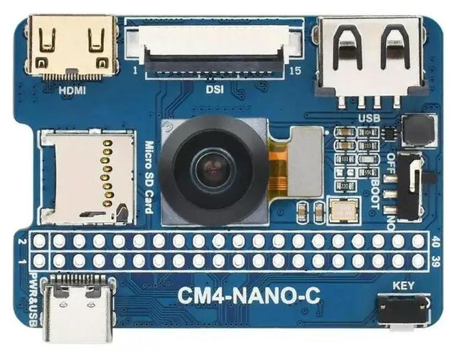 Alt view image 2 of 3 - AJMRTC CM4-NANO-C Nano Base Board (C) for Raspberry Pi Compute Module 4 (CM4 Not Included), Same Size as CM4, Onboard 8MP IMX219 Camera with 160° FOV, Mini Carrier Board for Edge Vision & Embedded IoT