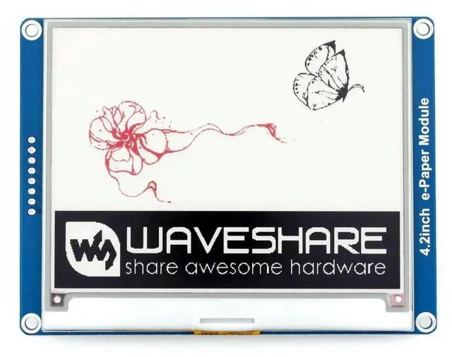 Alt view image 3 of 3 - AJMRTC 4.2inch E-Ink E-Paper EPD Display Module, 400×300 Red Black White Three Color SPI Screen, Compatible with Raspberry Pi, Jetson Nano & STM32, Ultra Low Power for IoT, Electronic Tags & Maker