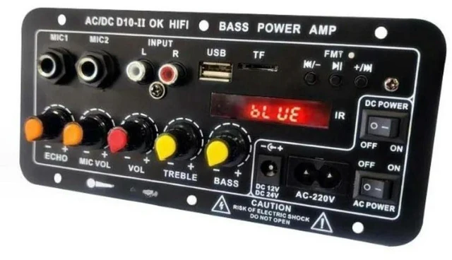 Alt view image 3 of 3 - AJMRTC D10 Main Board Bluetooth Amplifier Board with Digital Number Display, Dual Mic Karaoke Amp Module, AC/DC 12V/24V/220V for Outdoor, Car & Home Family Karaoke Speaker Modification