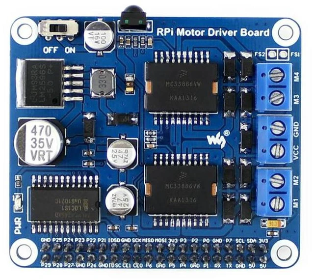 Main image of AJMRTC RPi Motor Driver Board, Raspberry Pi Expansion Board, Supports DC Motor & Stepper Motor Control, Multi-Channel Motor Drive Module for Robotics, Smart Car and Maker DIY Automation Projects