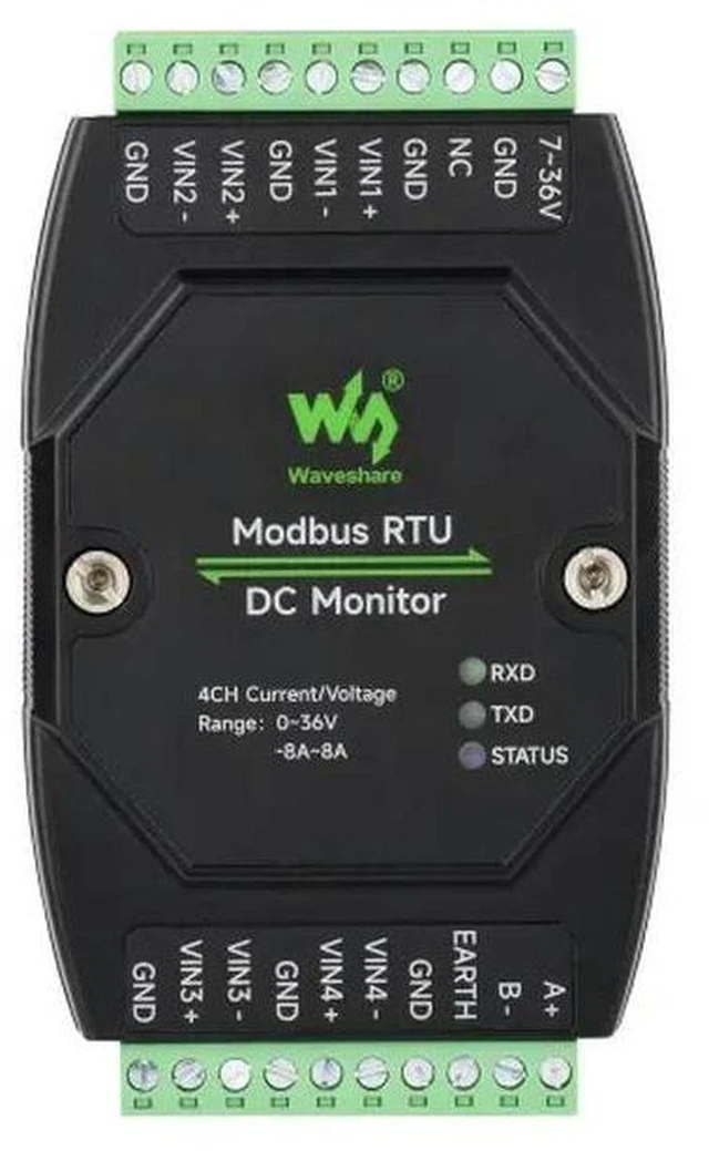 Alt view image 3 of 3 - AJMRTC Modbus RTU DC Monitor, Industrial 4-Channel DC Monitoring Module, 16-bit High-Precision Data Acquisition, Supports Voltage & Current Measurement, RS485 Modbus RTU for PLC, Industrial Cabinet