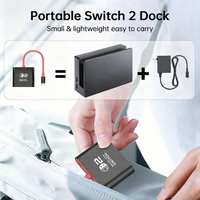 Alt view image 6 of 7 - AJMRTC Switch 2 Dock for Nintendo Switch Docking Station, Portable TV Adapter with 4K@60Hz HDMI, USB3.0 and 100W PD Charging Port, Travel Dock for Switch 2, Switch OLED, MacBook, Steam Deck
