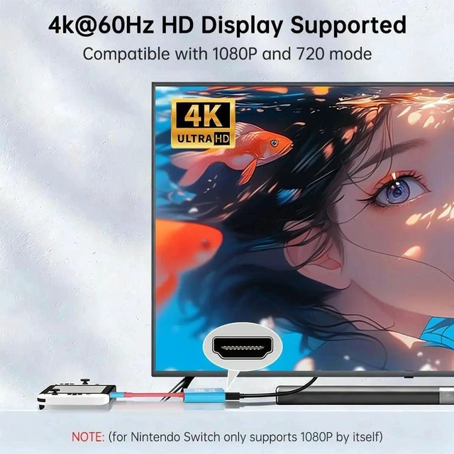 Alt view image 4 of 7 - AJMRTC Switch 2 Dock, Portable Nintendo Switch Docking Station, 4K@60Hz HDMI 2.0 TV Adapter with USB3.0 & 100W PD Charging Port, Travel Dock for Switch 2, Switch OLED, Steam Deck