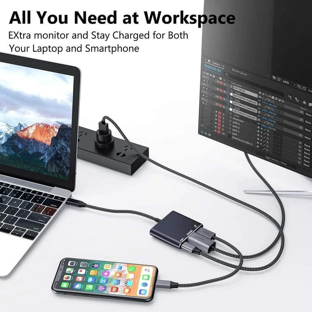 Alt view image 4 of 7 - AJMRTC USB C to HDMI Multiport Adapter, USB-C Digital AV Adapter with 4K HDMI, USB3.0 Data Port & 100W PD Fast Charging, Compatible with iPhone15, MacBook Pro/Air, iPad, Galaxy S23 S22