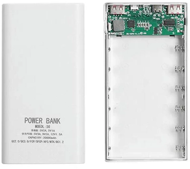 Main image of AJMRTC 2Pcs DIY Power Bank Box, 5V 2.1A LCD Display 20000mAh Power Charging Board for 6x18650 Battery DIY Powerbank Case (White), Portable USB Mobile Power Assembly Module