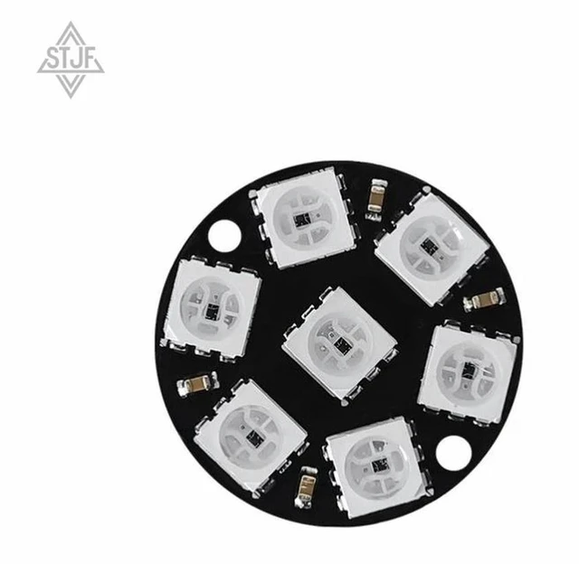 Alt view image 2 of 3 - AJMRTC WS2812 5050 RGB LED Ring, 7 Bits LED Ring Lamp with Integrated Drivers, Addressable Full Color Circle LED Light Module for Arduino Raspberry Pi ESP32 DIY Lighting Decoration Projects