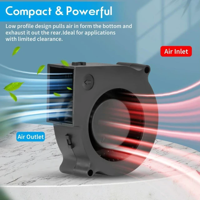 Alt view image 2 of 3 - AJMRTC 2Pcs DC Brushless Blower Fan, 75x75x30mm 24V Dual Ball Bearing 7530 Centrifugal Radial Cooling Fan, 7cm Air Blower Cooler for Industrial Equipment, Cabinet Heat Dissipation