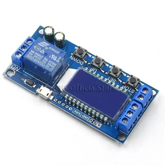 Alt view image 2 of 3 - AJMRTC XY-LJ02 Digital LCD Time Delay Relay Module, 6-30V Micro USB Powered Timer Switch Control Board, Trigger Cycle Timing Relay Module for Industrial Control, DIY Electronic Automation Projects