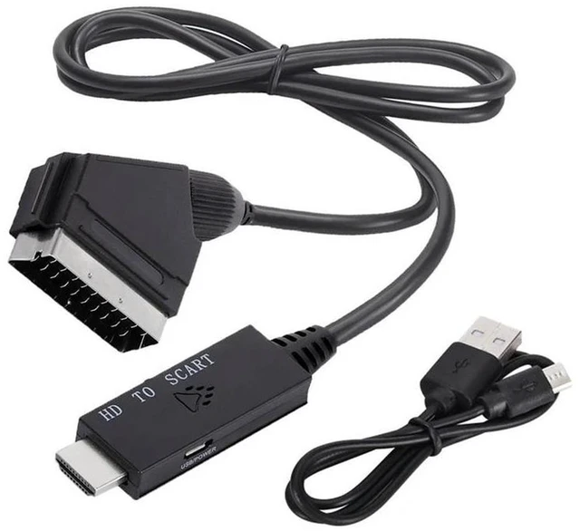 Alt view image 3 of 3 - AJMRTC SCART Audio Video Adapter Cable with USB Power Cord, Low Power Consumption Plug and Play AV Signal Converter, SCART Adapter for Media Players, TV and Old Video Equipment, 1PCS