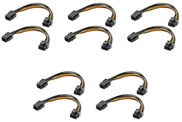 Main image of AJMRTC 10 Pack PCIe 6 Pin to 8 Pin Graphics Card Power Adapter Cable, 7.8 Inch GPU Video Card PCI Express Power Cord, 6Pin to 8Pin Converter Wire for NVIDIA AMD Graphics Cards, Desktop PC Gaming & Min