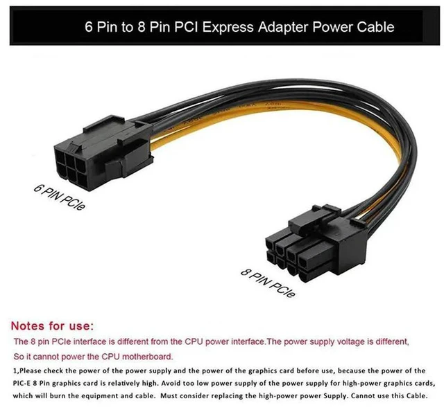 Alt view image 3 of 3 - AJMRTC 10 Pack PCIe 6 Pin to 8 Pin Graphics Card Power Adapter Cable, 7.8 Inch GPU Video Card PCI Express Power Cord, 6Pin to 8Pin Converter Wire for NVIDIA AMD Graphics Cards, Desktop PC Gaming & Min