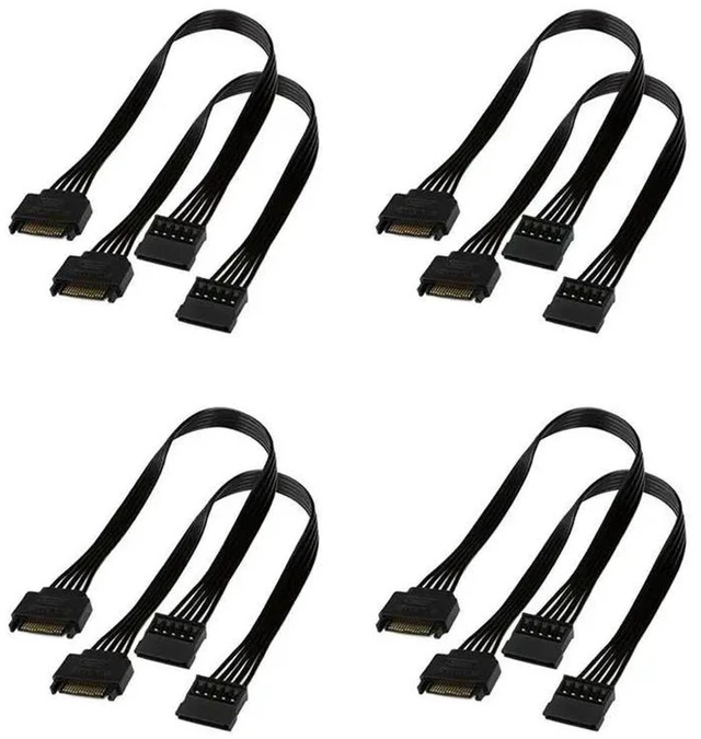 Main image of AJMRTC 8Pcs SATA Power Extension Cable, 15 Pin SATA Male to Female Power Extender Adapter 30CM, SATA Power Cord for HDD SSD Hard Drive, Desktop PC Internal Storage Chassis Wiring