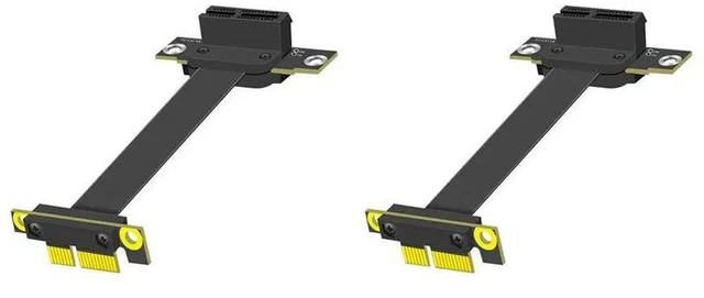 Main image of AJMRTC 2Pcs PCIE 1X Extension Cable 90 Degree, PCI-Express 3.0 1X Male to Female Riser Cable, PCI-E 1X Extender Adapter 10CM for Desktop PC Motherboard Expansion