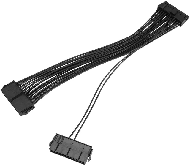 Alt view image 3 of 3 - AJMRTC Dual PSU Power Supply Splitter Cable, 24 Pin 20+4 Pin ATX Motherboard Adapter Extension Cord, Dual 24-Pin Synchronous Startup Mining Adapter for Multi-GPU Mining Rig, Extra Power Supply Connect