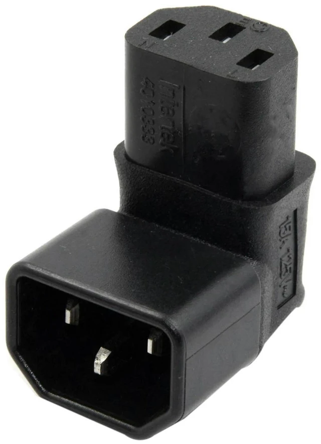 Main image of AJMRTC 2 Pack IEC C14 Male to Up Right Angled 90 Degree IEC C13 Female Power Adapter, Vertical Right Angle C14 to C13 Power Extension Connector for Server, PC, Monitor, PDU Power Cord