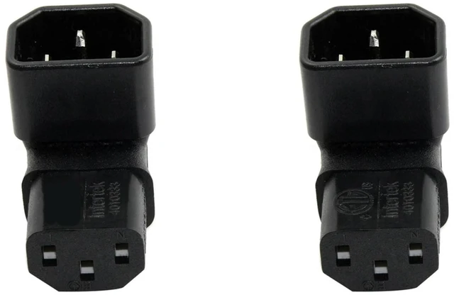 Alt view image 2 of 3 - AJMRTC 2 Pack IEC C14 Male to Up Right Angled 90 Degree IEC C13 Female Power Adapter, Vertical Right Angle C14 to C13 Power Extension Connector for Server, PC, Monitor, PDU Power Cord