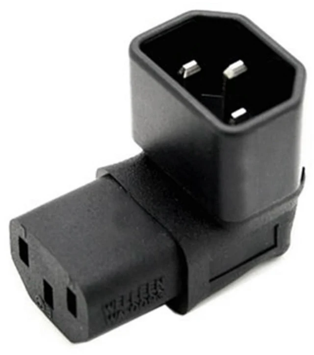 Alt view image 3 of 3 - AJMRTC 2 Pack IEC C14 Male to Up Right Angled 90 Degree IEC C13 Female Power Adapter, Vertical Right Angle C14 to C13 Power Extension Connector for Server, PC, Monitor, PDU Power Cord
