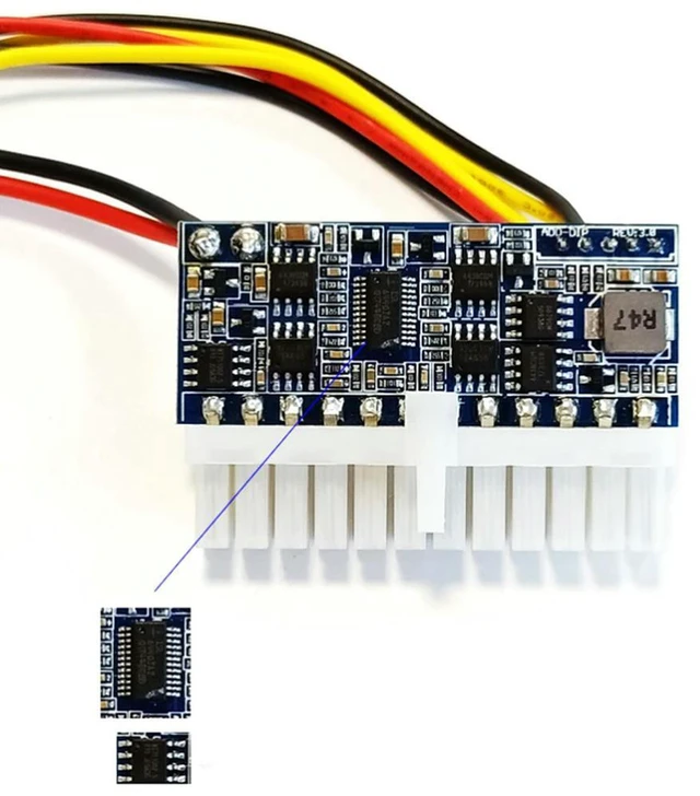 Alt view image 2 of 3 - AJMRTC DC-ATX-160W 160W DC 12V to ATX 24Pin Power Supply Module, High Power DC-ATX Switch PSU, Mini ITX Car Auto DC-DC ATX Power Converter for Vehicle PC, Compact Computer Builds